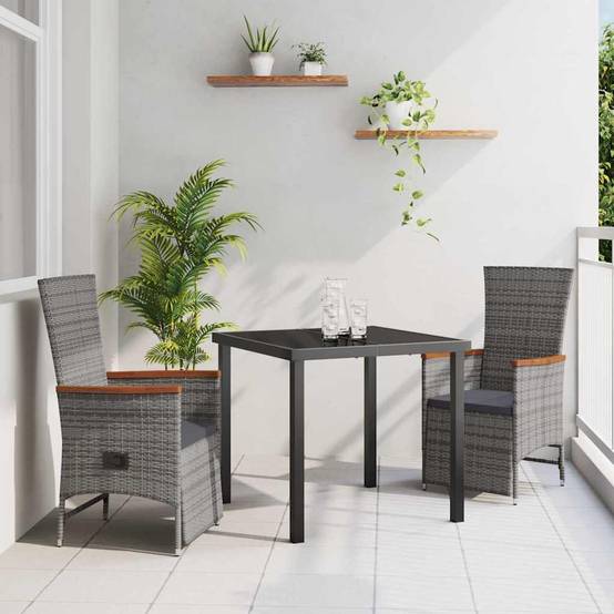 ComfortXL - Petit Salon de Jardin 3 Pièces Polyrotin Gris Inclinable à Gaz pour Balcon et Terrasse – ComfortXL Outdoor Living - Image 1