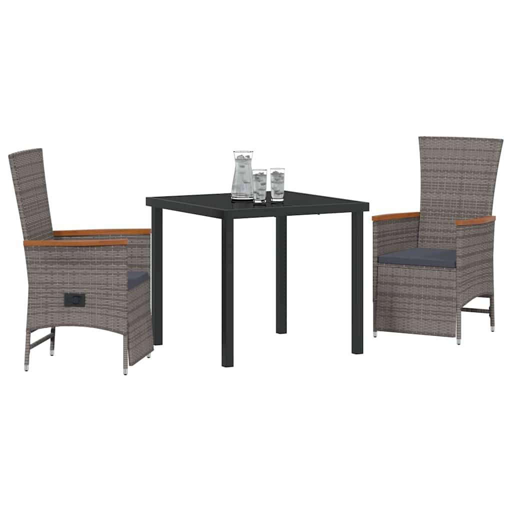 ComfortXL - Petit Salon de Jardin 3 Pièces Polyrotin Gris Inclinable à Gaz pour Balcon et Terrasse – ComfortXL Outdoor Living - Image 3
