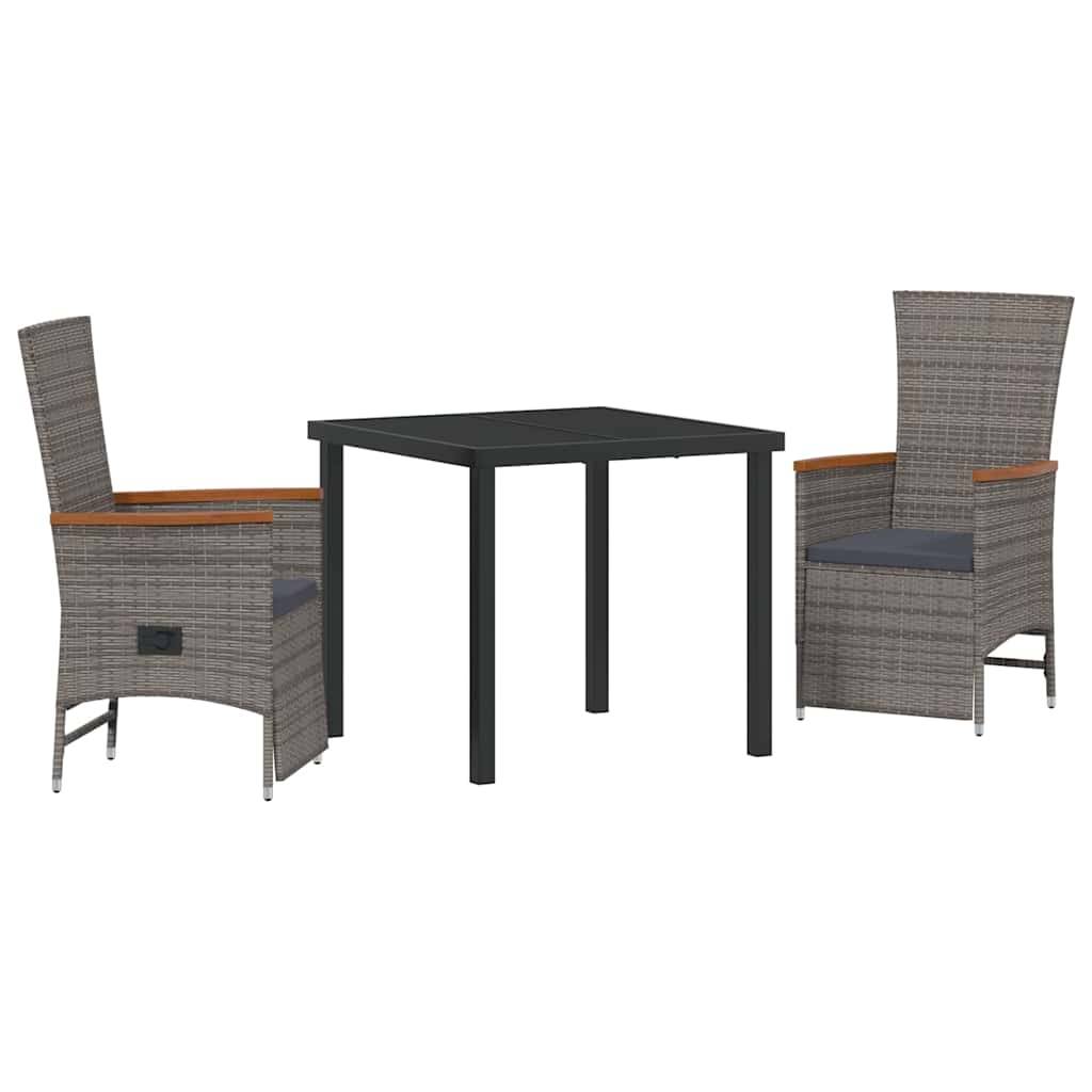 ComfortXL - Petit Salon de Jardin 3 Pièces Polyrotin Gris Inclinable à Gaz pour Balcon et Terrasse – ComfortXL Outdoor Living - Image 2