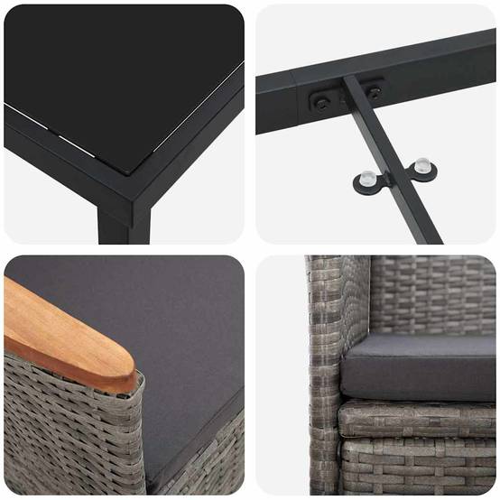 ComfortXL - Petit Salon de Jardin 3 Pièces Polyrotin Gris Inclinable à Gaz pour Balcon et Terrasse – ComfortXL Outdoor Living - Image 9