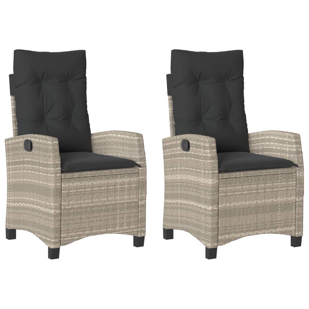 Fauteuils de Jardin Relax Résine Tressée Dossier Inclinable pour Balcon Lot de 2 Gris Clair – ComfortXL Outdoor Living - Image 2