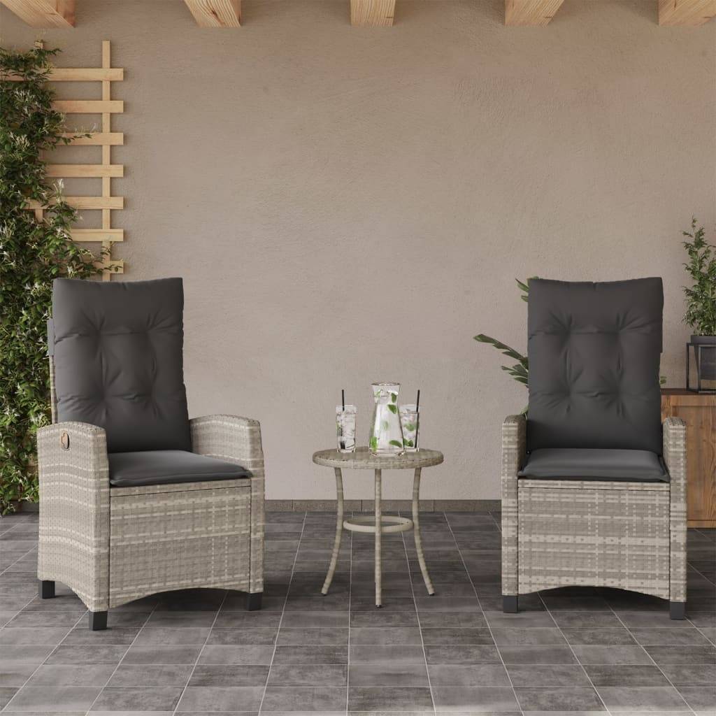 Fauteuils de Jardin Relax Résine Tressée Dossier Inclinable pour Balcon Lot de 2 Gris Clair – ComfortXL Outdoor Living