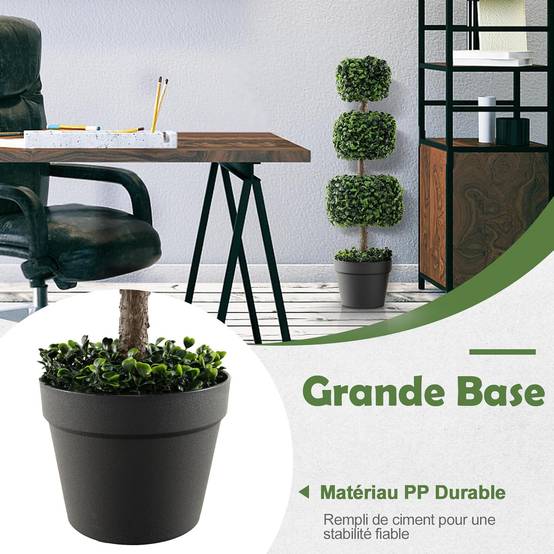 Arbre Topiaire en Buis Artificiel 75 cm de Forme Triple Carrée, pour Décoration - Image 8