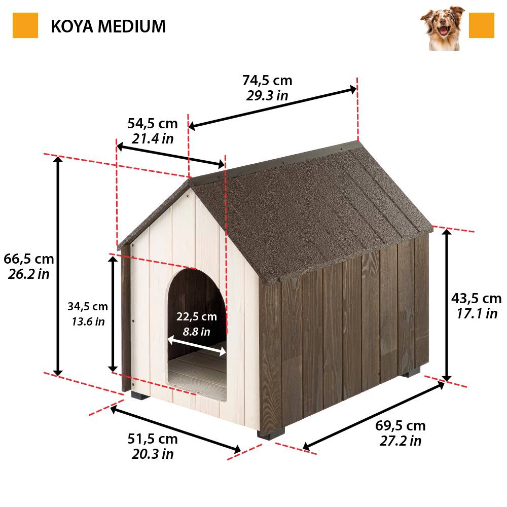 Ferplast - Niche d'extérieur, KOYA MEDIUM Maison pour Chiens en Bois FSC avec Peinture non Toxique, Trous d'aération, Pieds Isolants - Imagen 2
