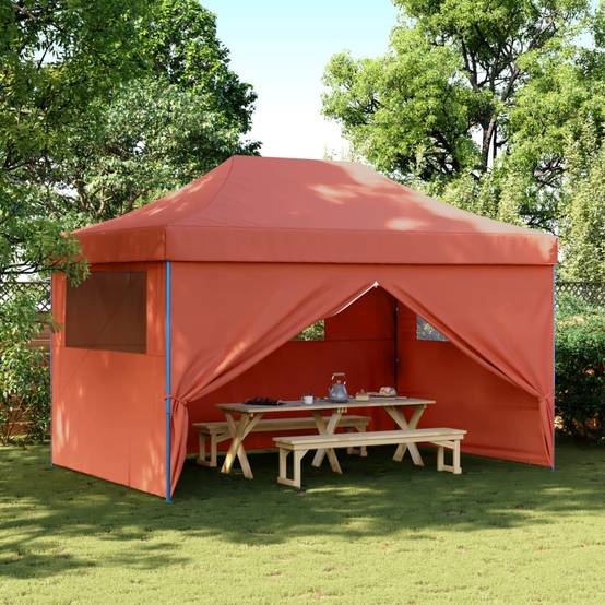 Barnum Imperméable 4.5x3 m Acier Pliant avec 4 Murs Vitrés pour Fête Terre Cuite – ComfortXL Outdoor Living - Image 1