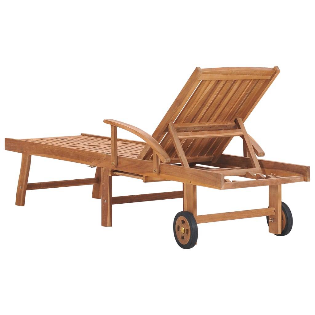 Helloshop26 - Lot de 2 transats chaise longue bain de soleil lit de jardin terrasse meuble d'extérieur bois de teck solide - Imagen 5