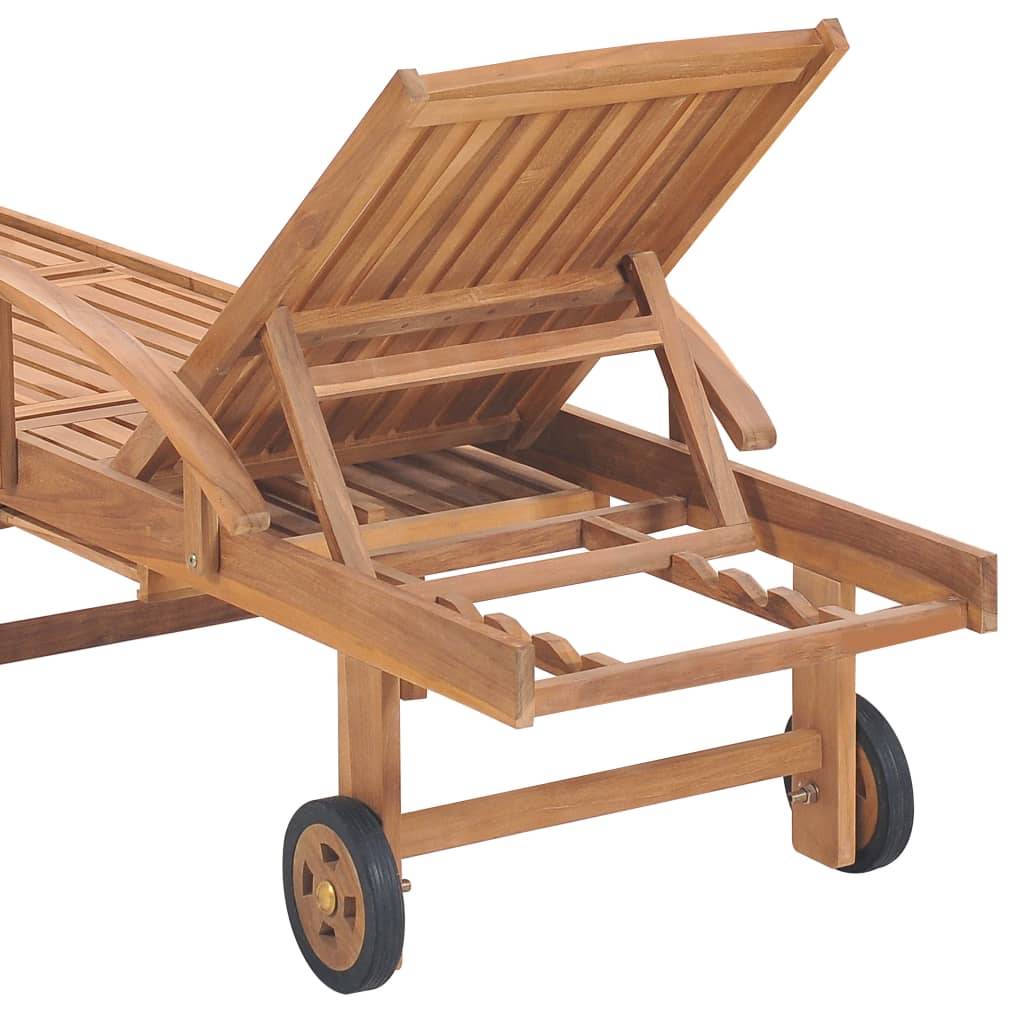 Helloshop26 - Lot de 2 transats chaise longue bain de soleil lit de jardin terrasse meuble d'extérieur bois de teck solide - Imagen 7