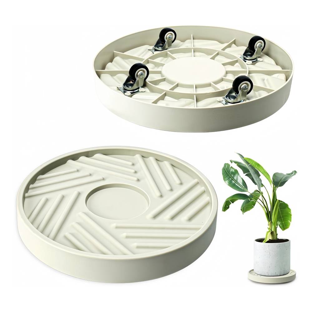 2PCS Plateau de Pot Rond à Roues Cachées 10" -IntiMeg - Image 1