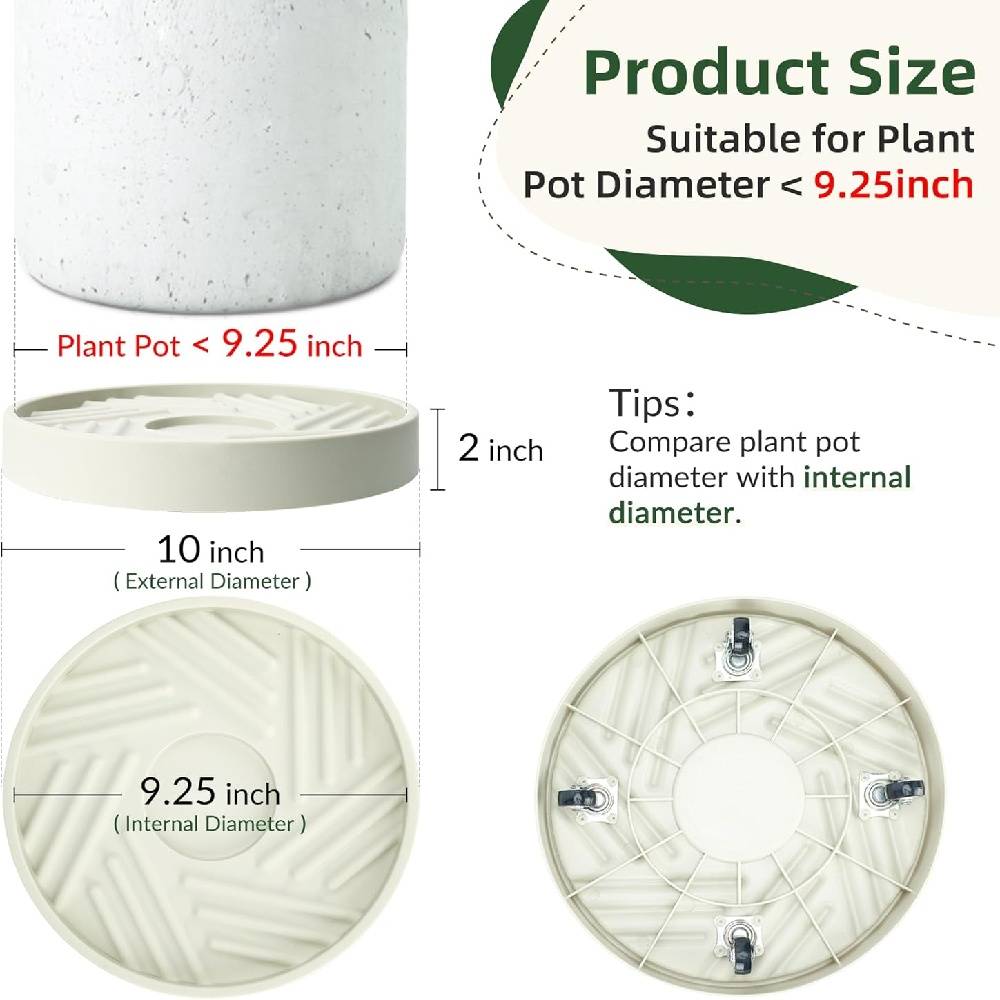 2PCS Plateau de Pot Rond à Roues Cachées 10"   -IntiMeg - Image 2