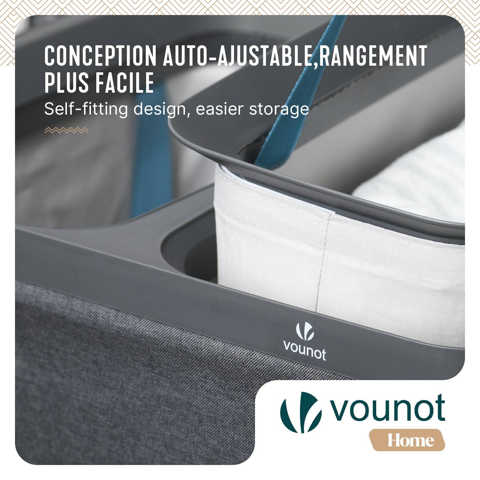 Panier à linge 150L avec couvercle et 2 sacs amovibles auto-ajustable - 2 compartiments - anthracite - VOUNOT® - Image 4