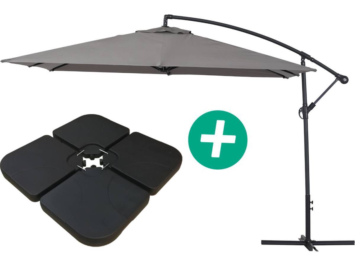 Parasol Jardin Déporté Alu "ilios 3" - Carré - 3 X 3 M - Gris - Dalles Incluses -habitat Et Jardin - Imagen 1