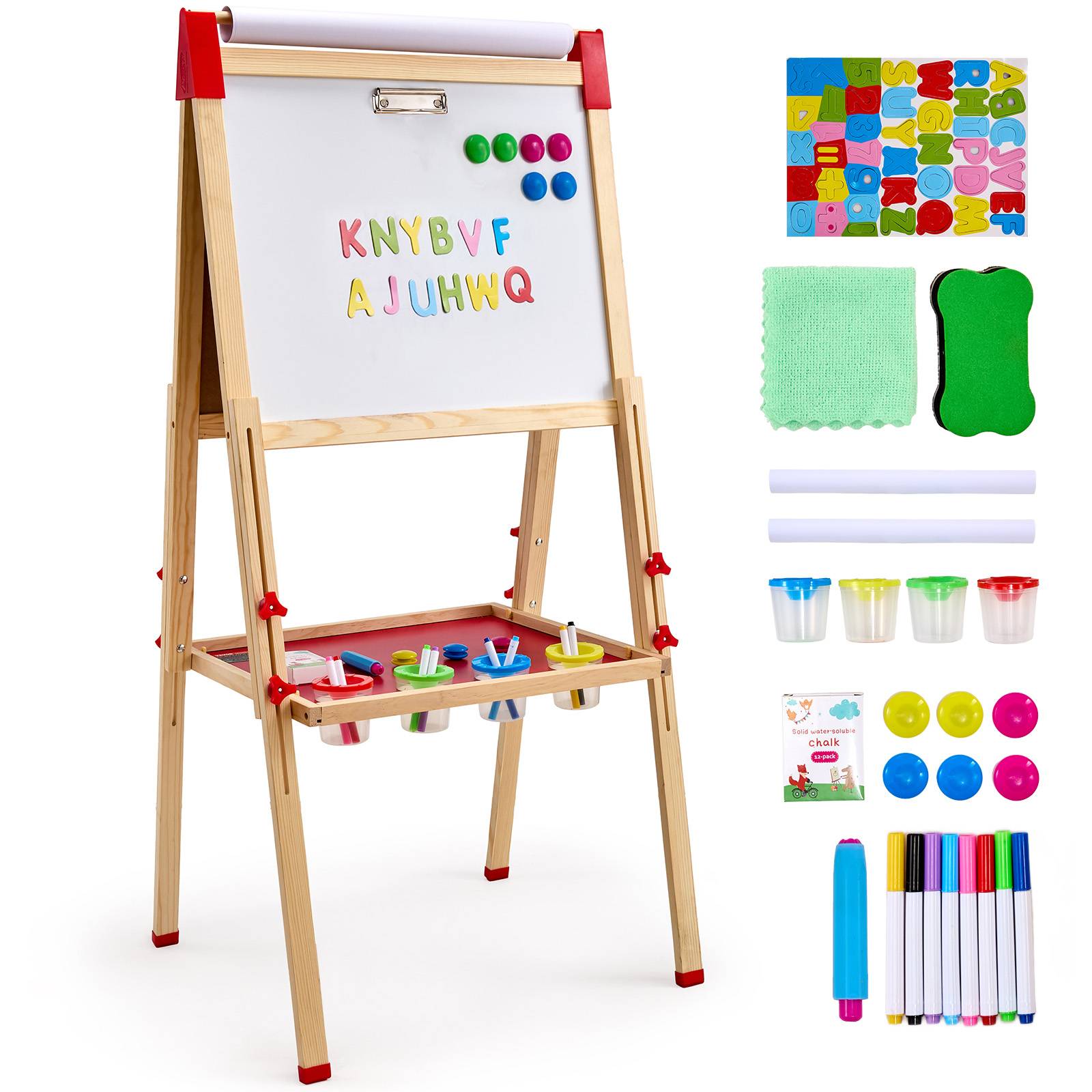 VEVOR Chevalet art enfants, double face, bois 3-en-1, accessoires peinture. - Image 1