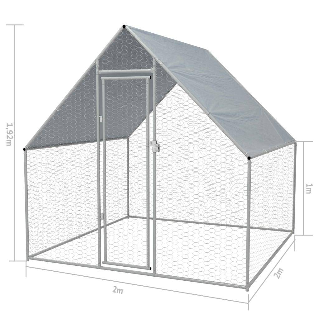 Helloshop26 - Cage extérieure pour poulets 2 x 2 x 1,92 m acier galvanisé - Imagen 2