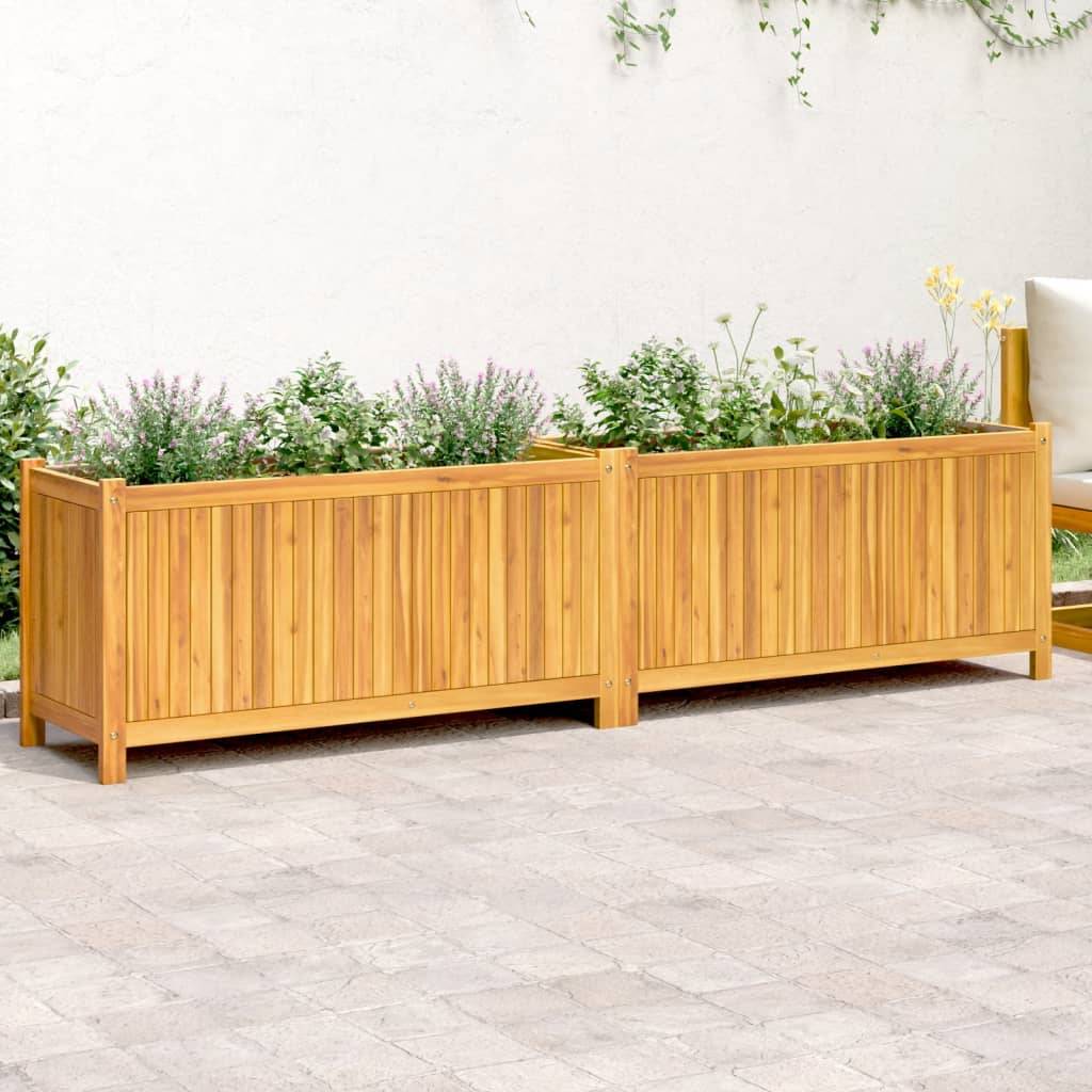 Maison Chic - Jardinière, Bac à fleurs, Pot de fleurs avec doublure 199x38,5x50 cm bois massif d'acacia - Imagen 2