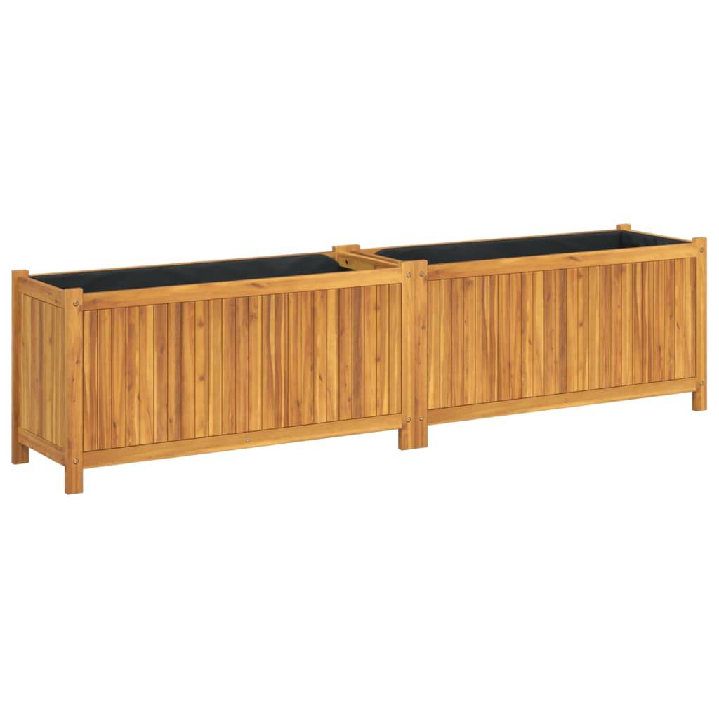 Maison Chic - Jardinière, Bac à fleurs, Pot de fleurs avec doublure 199x38,5x50 cm bois massif d'acacia - Imagen 1