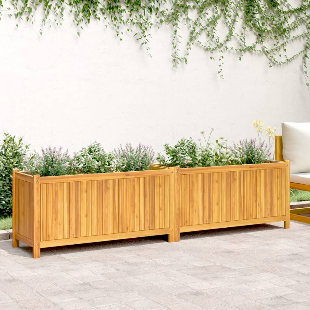 Maison Chic - Jardinière, Bac à fleurs, Pot de fleurs avec doublure 199x38,5x50 cm bois massif d'acacia - Imagen 3