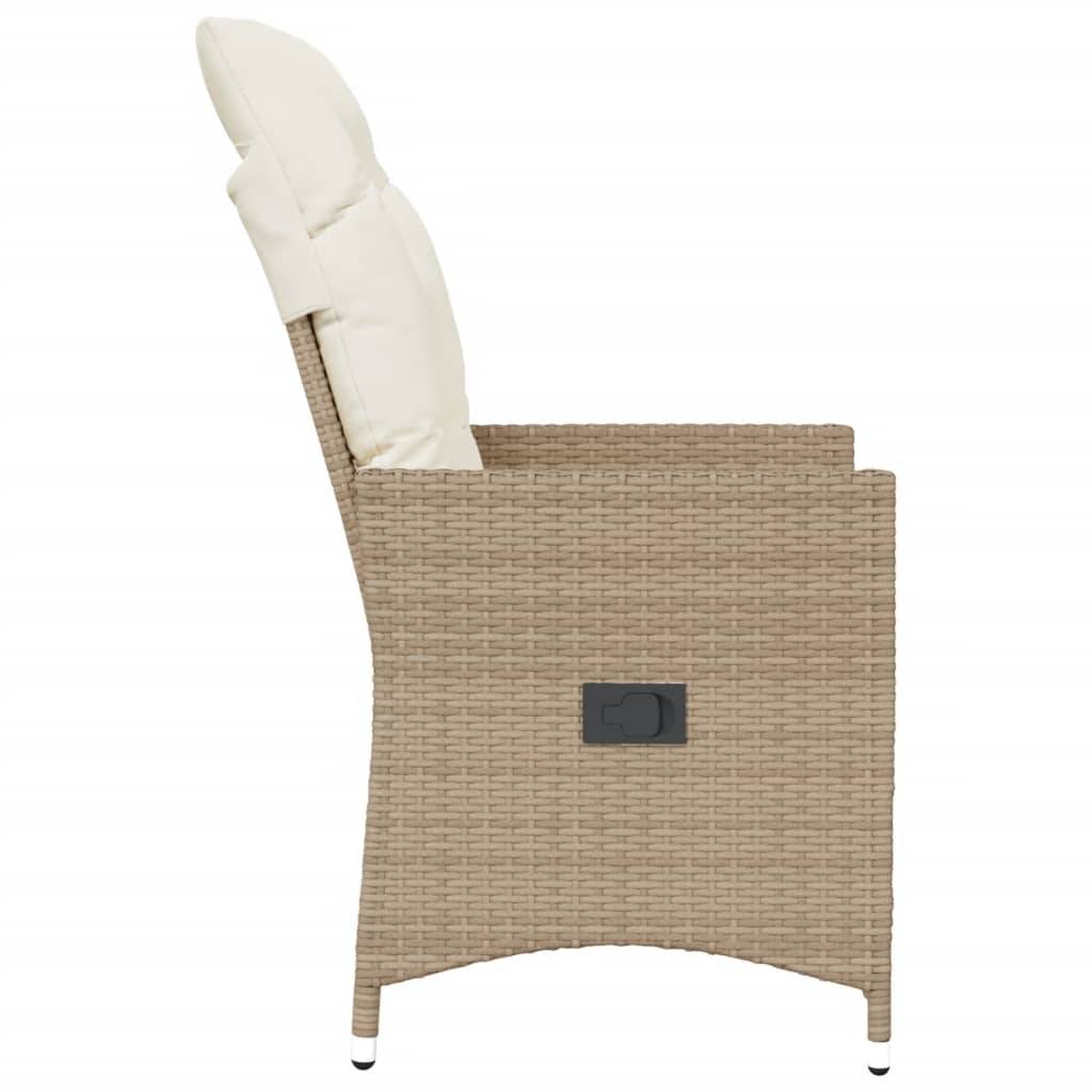 Chaise de jardin inclinable - Chaise d'extérieur - Fauteuil d'extérieur avec coussins beige résine tressée - MEUBLE PRO ny614 - Image 5