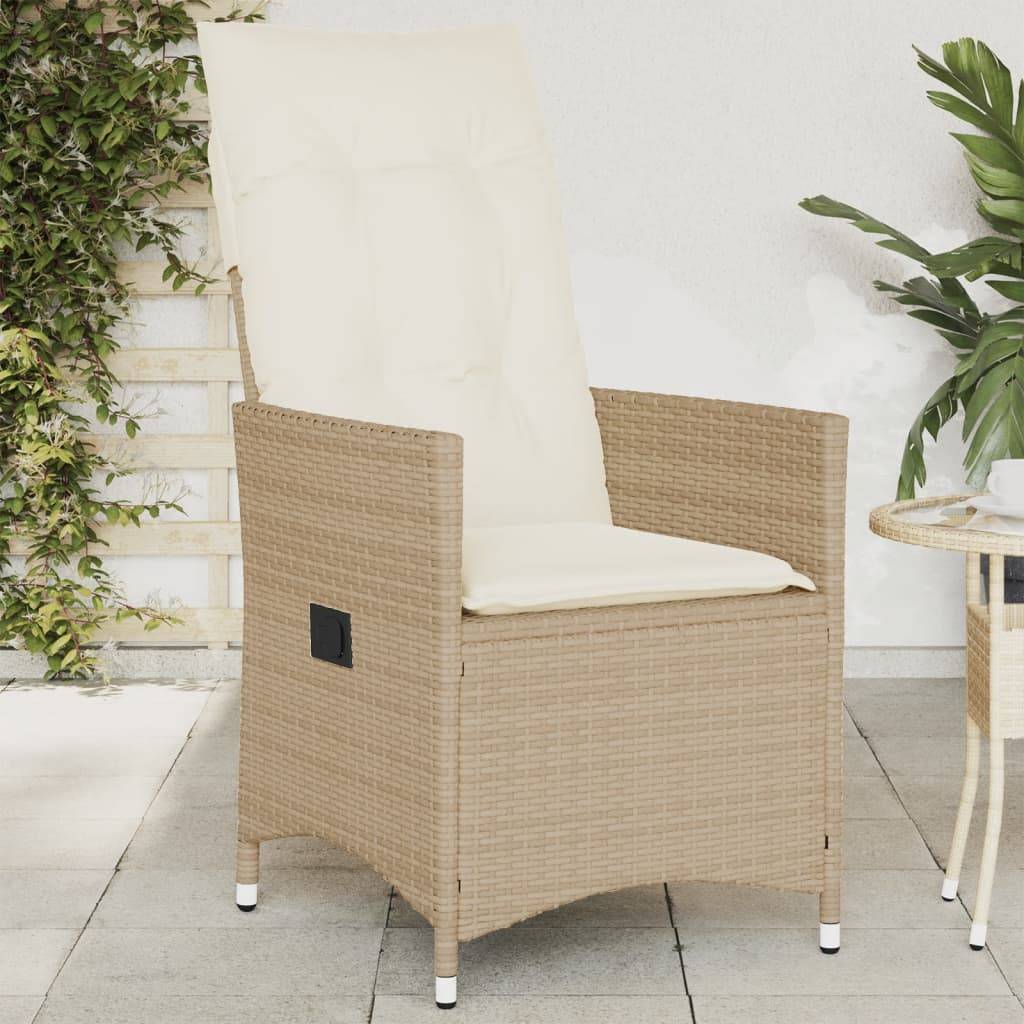 Chaise de jardin inclinable - Chaise d'extérieur - Fauteuil d'extérieur avec coussins beige résine tressée - MEUBLE PRO ny614 - Image 2