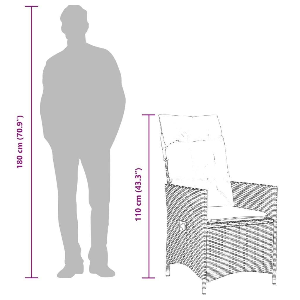 Chaise de jardin inclinable - Chaise d'extérieur - Fauteuil d'extérieur avec coussins beige résine tressée - MEUBLE PRO ny614 - Image 10