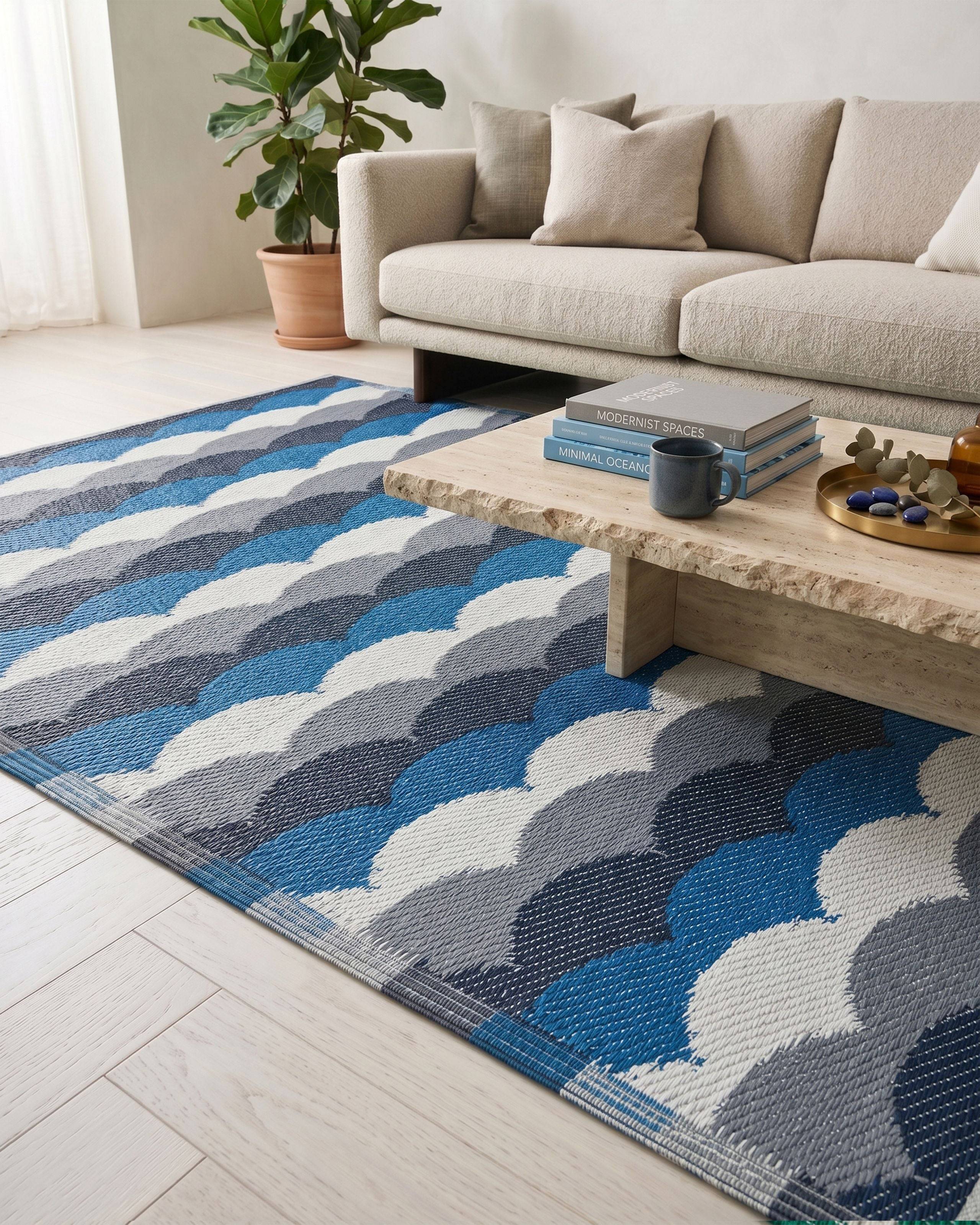 Beliani - Tapis d'extérieur Polypropylène Bleu BELLARY - Beliani - Imagen 1