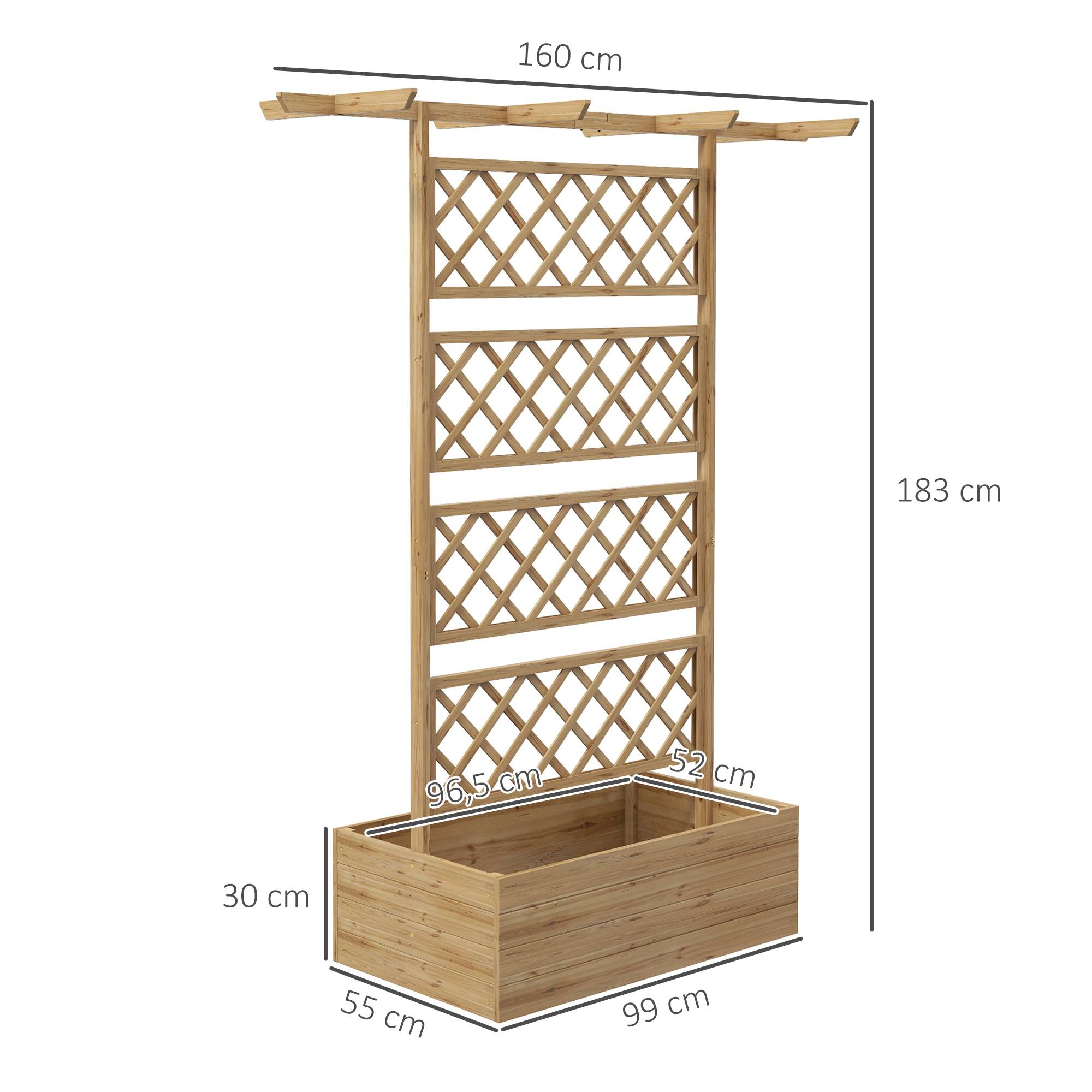Jardinière avec treillis bois de sapin naturel 160 x 55 x 183 cm - PANGIVO - Image 5