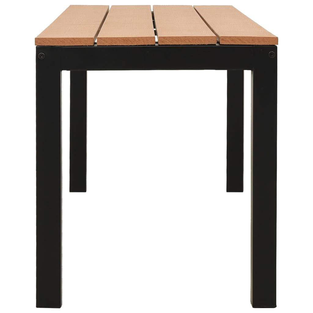 Helloshop26 - Banc de jardin meuble de patio d'extérieur terrasse 110 x 39 x 45 cm acier et WPC marron et noir - Imagen 3