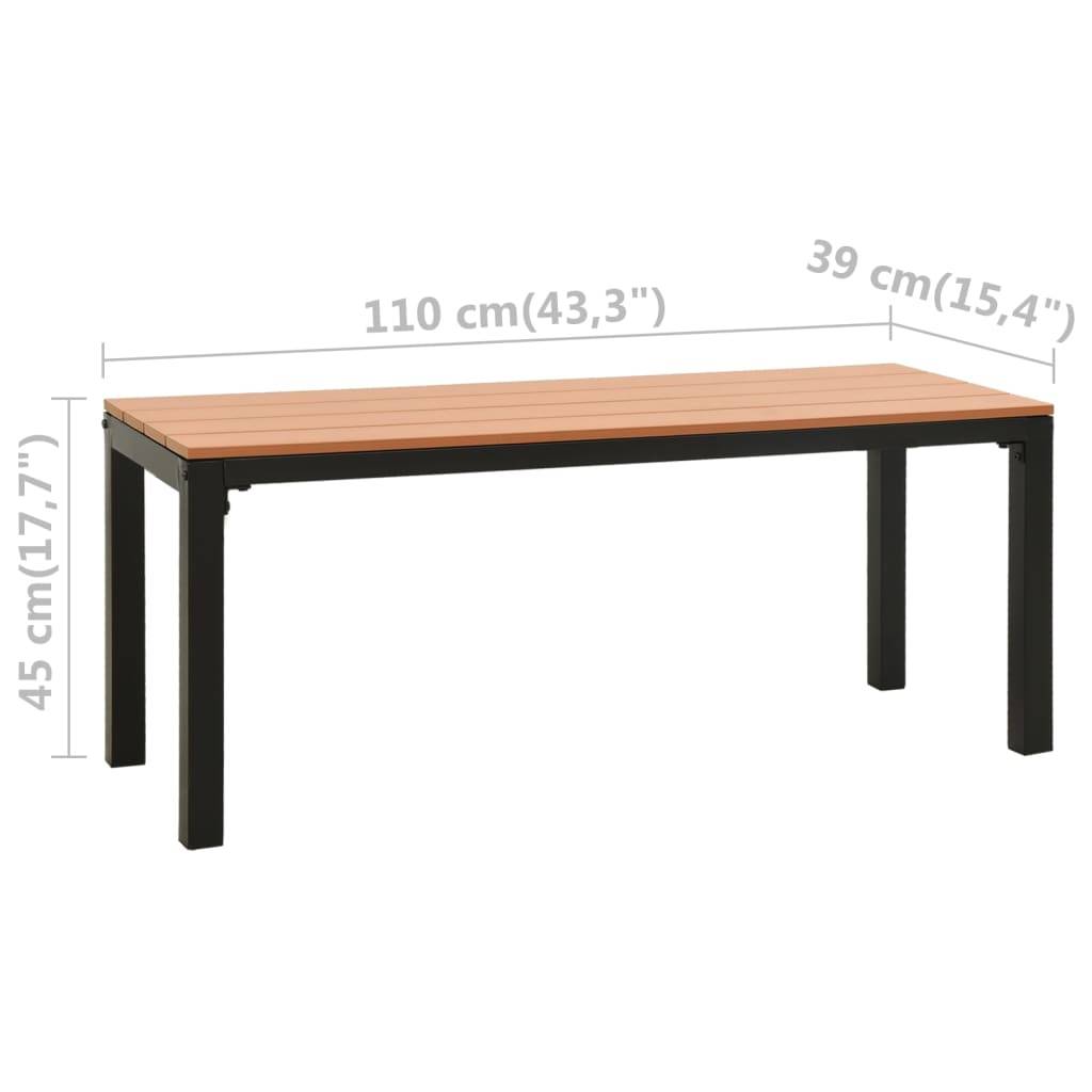 Helloshop26 - Banc de jardin meuble de patio d'extérieur terrasse 110 x 39 x 45 cm acier et WPC marron et noir - Imagen 5