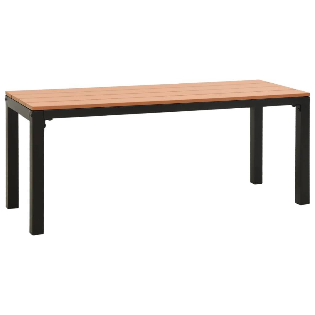Helloshop26 - Banc de jardin meuble de patio d'extérieur terrasse 110 x 39 x 45 cm acier et WPC marron et noir - Imagen 1