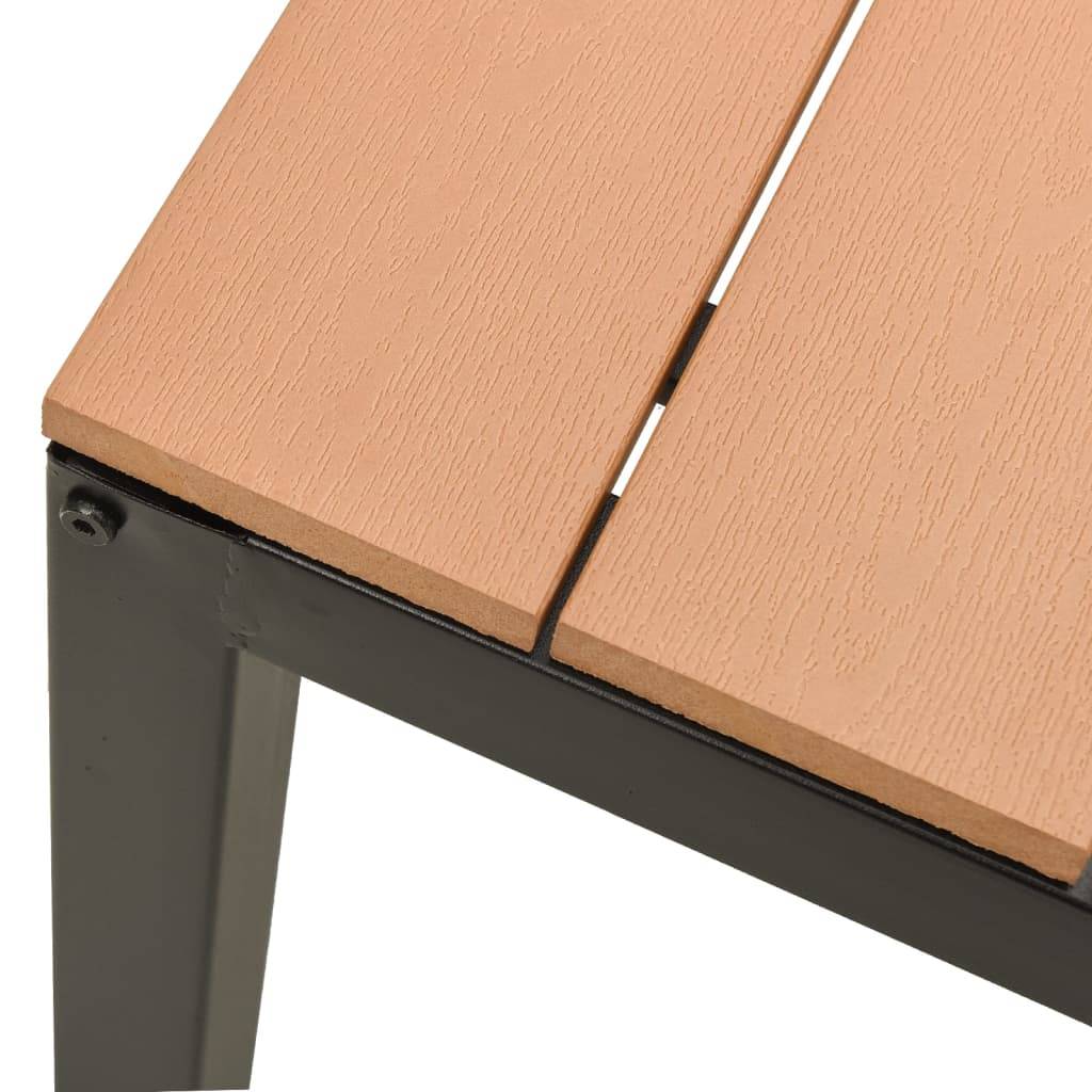 Helloshop26 - Banc de jardin meuble de patio d'extérieur terrasse 110 x 39 x 45 cm acier et WPC marron et noir - Imagen 4