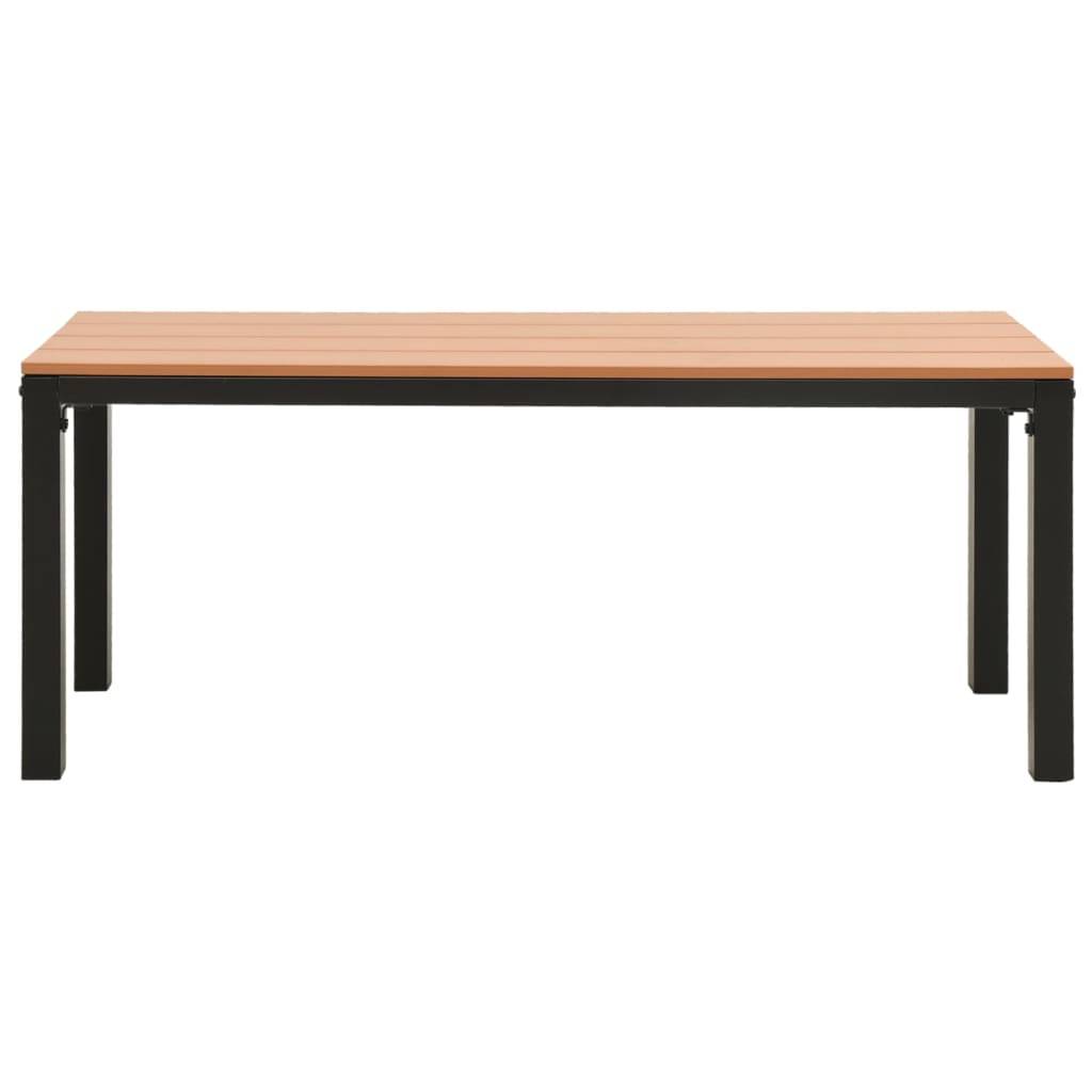 Helloshop26 - Banc de jardin meuble de patio d'extérieur terrasse 110 x 39 x 45 cm acier et WPC marron et noir - Imagen 2