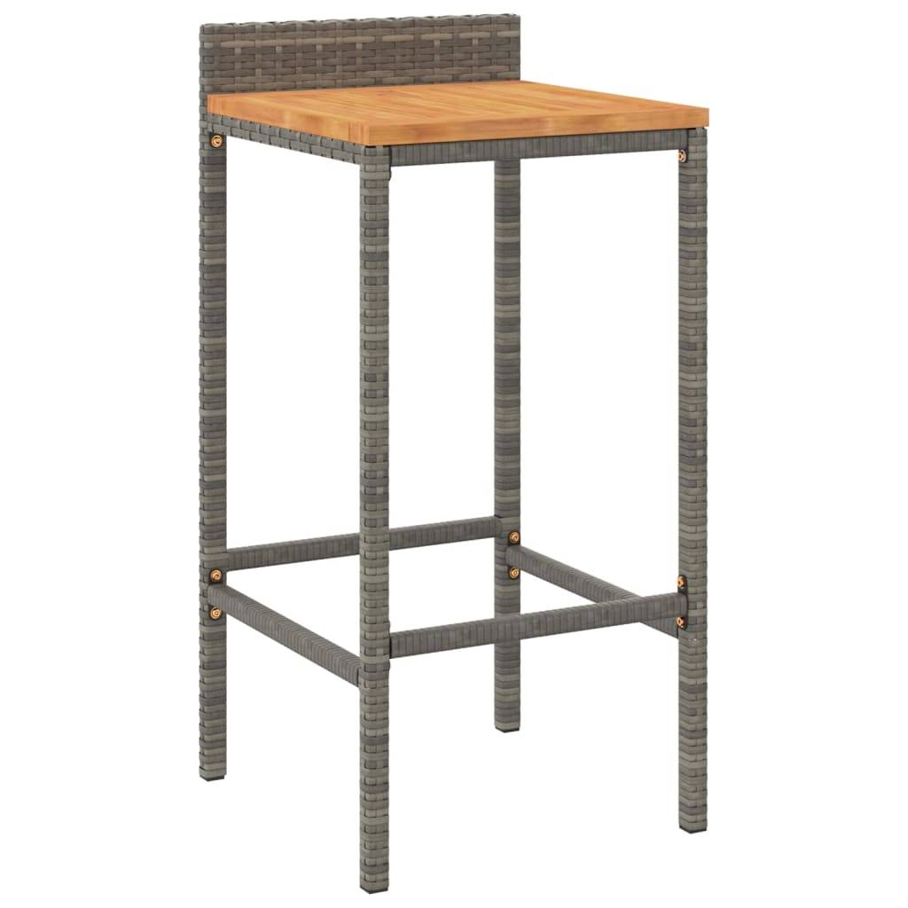 Helloshop26 - Ensemble de bar de jardin meuble extérieur terrasse 9 pièces gris poly rotin/bois massif acacia - Imagen 2