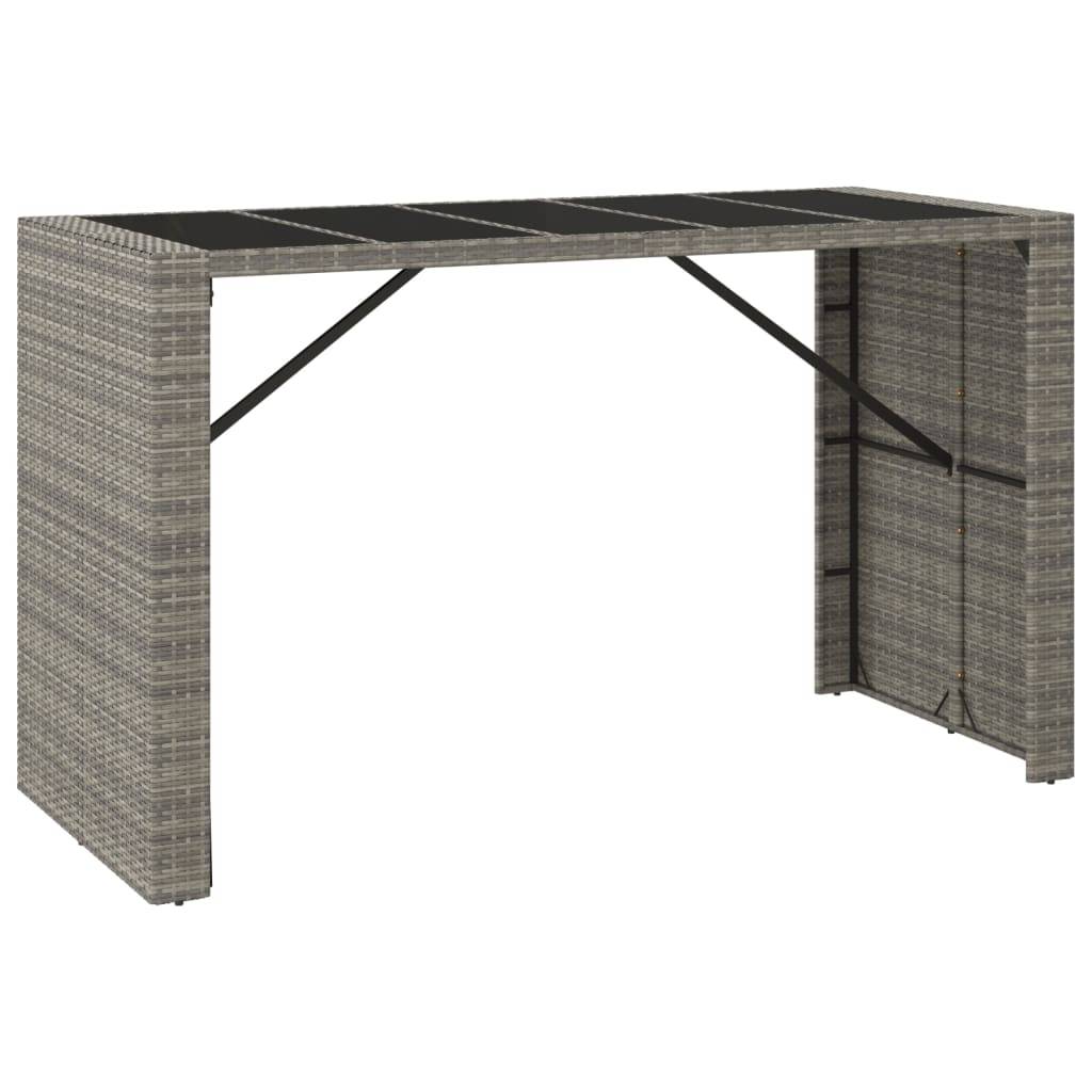 Helloshop26 - Ensemble de bar de jardin meuble extérieur terrasse 9 pièces gris poly rotin/bois massif acacia - Imagen 3