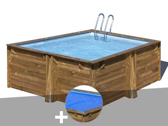 Gré - Kit piscine bois Gré Carra 3,05 x 3,05 x 1,19 m + Bâche à bulles