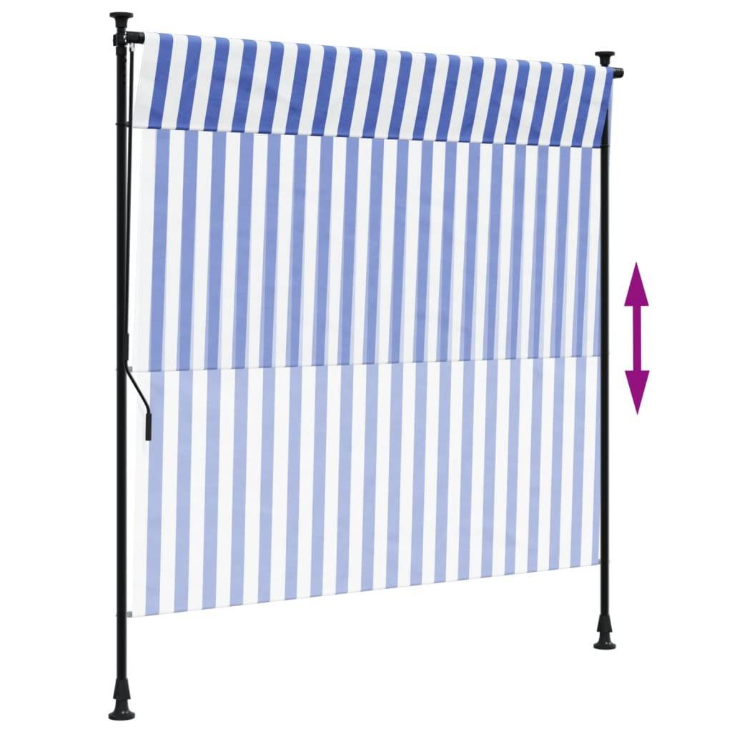 Maison Chic - Store Banne - Store roulant d'extérieur - Auvent extérieur bleu et blanc 200x270 cm tissu acier - Image 6