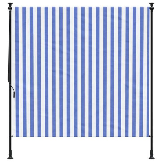 Maison Chic - Store Banne - Store roulant d'extérieur - Auvent extérieur bleu et blanc 200x270 cm tissu acier - Image 3