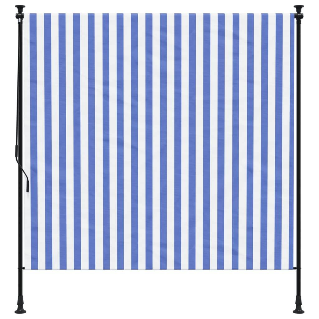 Maison Chic - Store Banne - Store roulant d'extérieur - Auvent extérieur bleu et blanc 200x270 cm tissu acier - Image 3