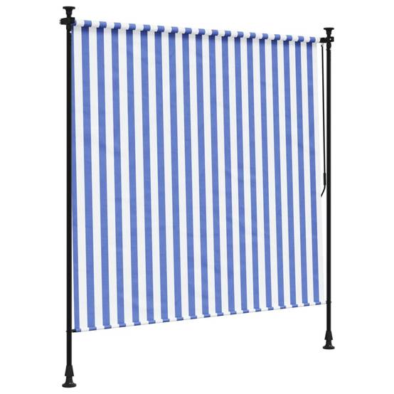 Maison Chic - Store Banne - Store roulant d'extérieur - Auvent extérieur bleu et blanc 200x270 cm tissu acier - Image 5