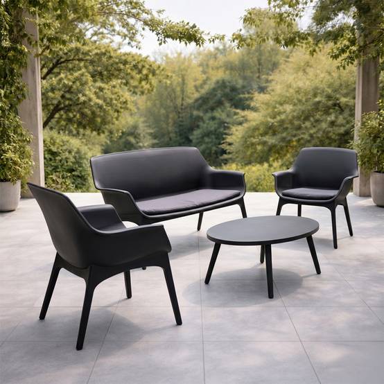 Salon de jardin 4 places gris anthracite avec table basse IZMIR - Image 6