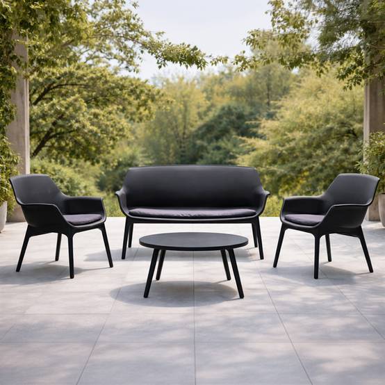 Salon de jardin 4 places gris anthracite avec table basse IZMIR - Image 2