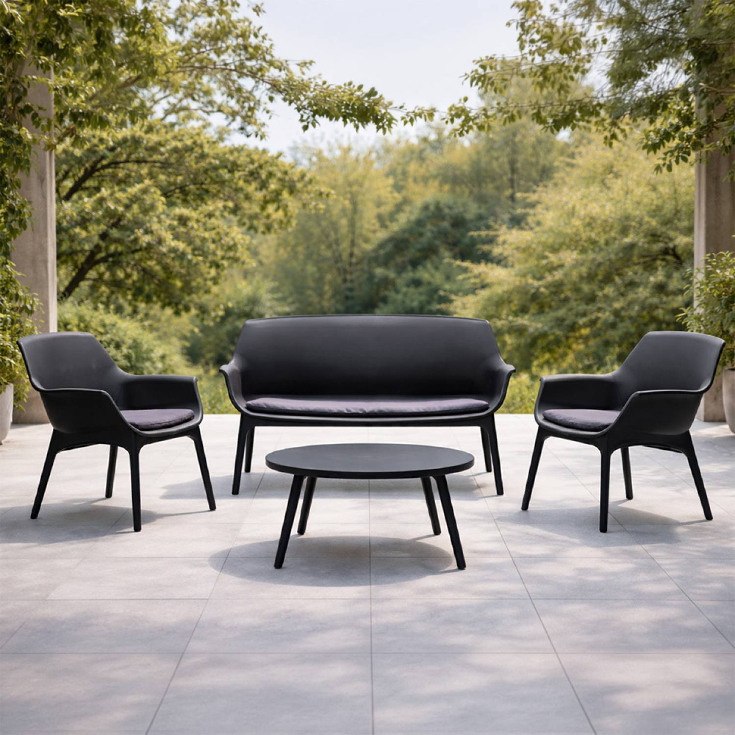 Salon de jardin 4 places gris anthracite avec table basse IZMIR - Image 2