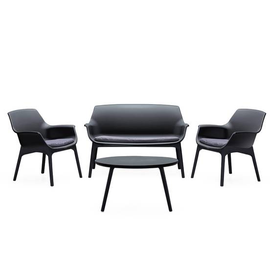 Salon de jardin 4 places gris anthracite avec table basse IZMIR - Image 1