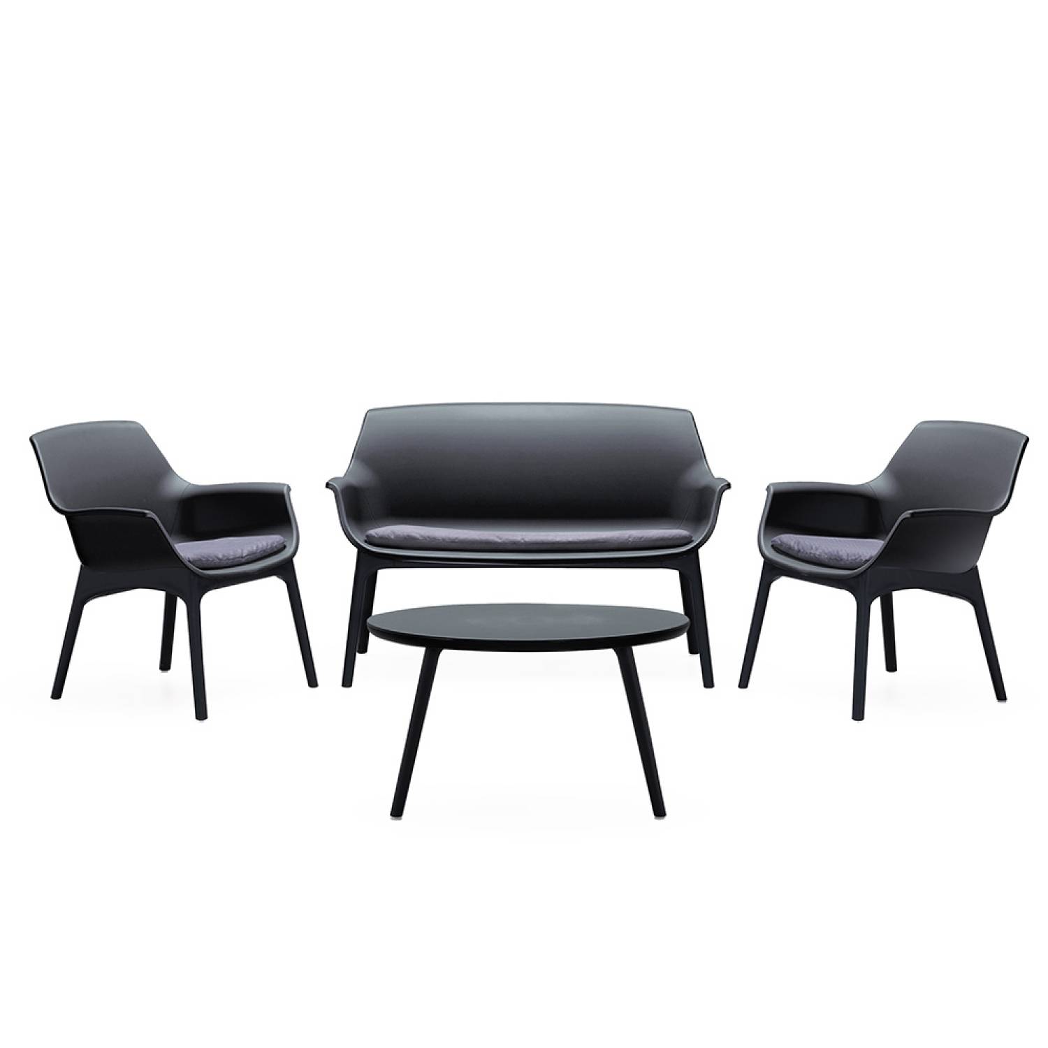 Salon de jardin 4 places gris anthracite avec table basse IZMIR - Image 1