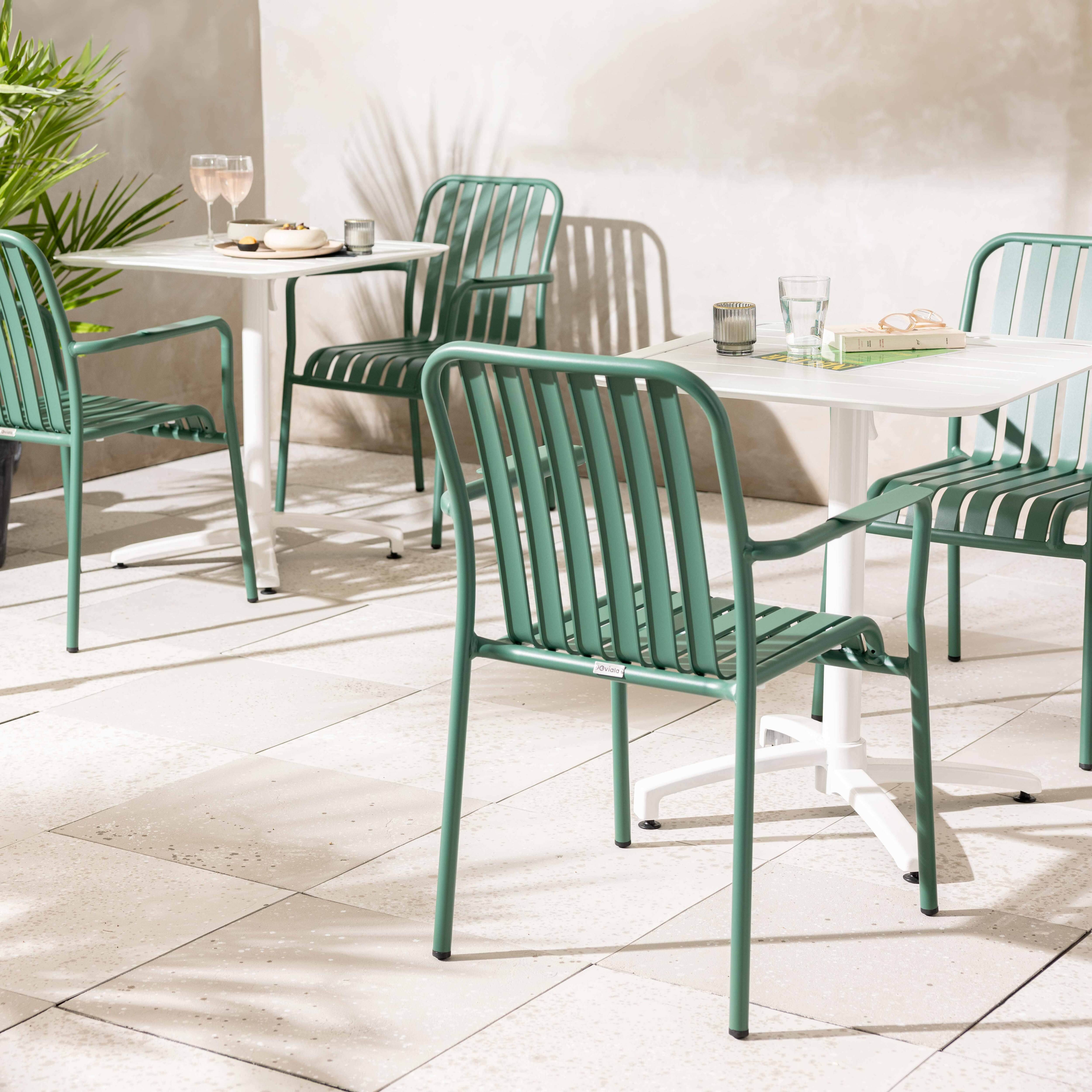 Oviala - Chaise de terrasse avec accoudoirs en aluminium vert foncé Faro - Oviala - Imagen 4