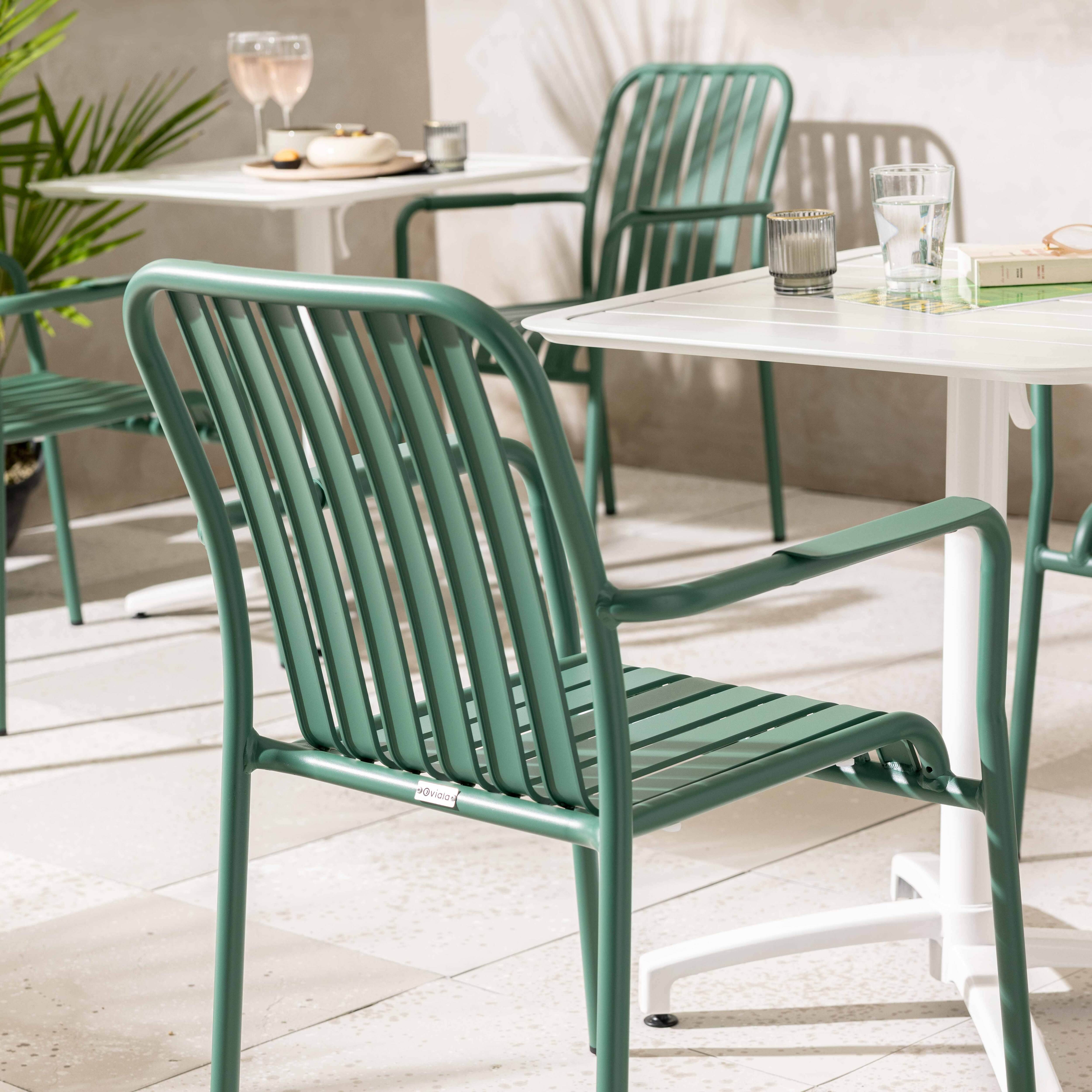 Oviala - Chaise de terrasse avec accoudoirs en aluminium vert foncé Faro - Oviala - Imagen 3