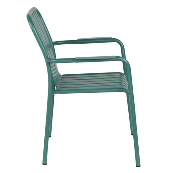 Oviala - Chaise de terrasse avec accoudoirs en aluminium vert foncé Faro - Oviala - Imagen 5