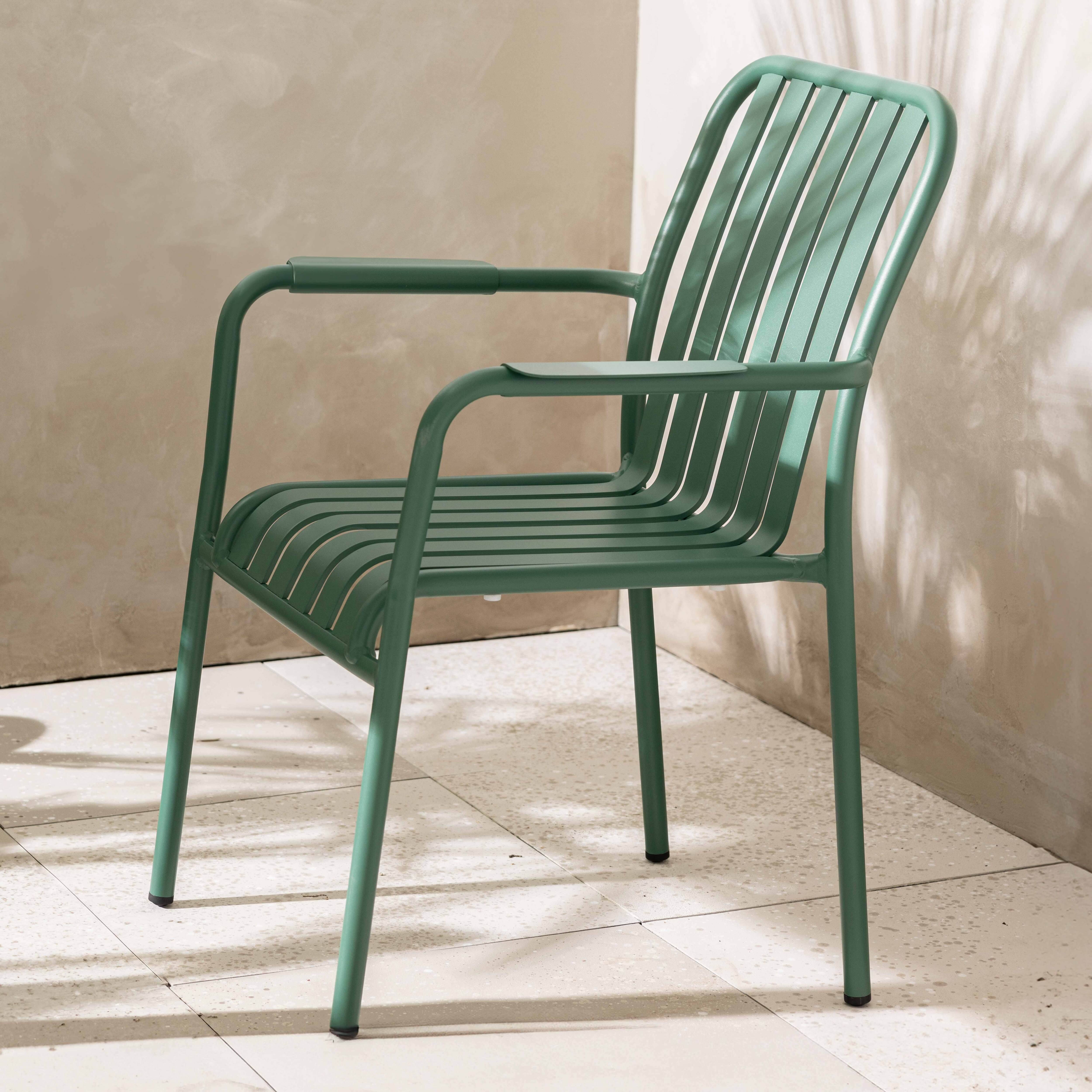 Oviala - Chaise de terrasse avec accoudoirs en aluminium vert foncé Faro - Oviala - Imagen 2