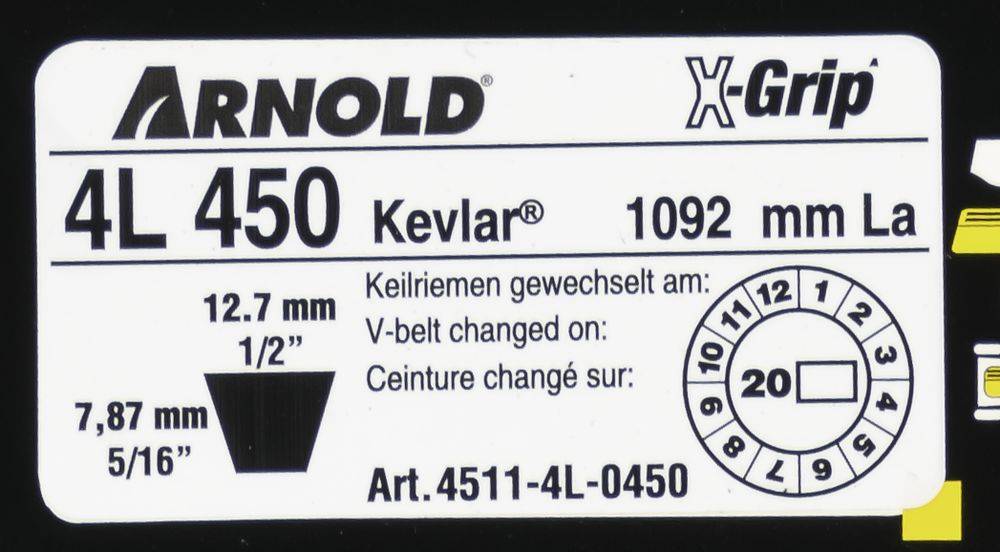 Arnold - Courroie trapézoïdale X-Grip V de type 4L450 Arnold - Imagen 2