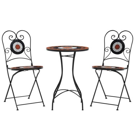 Ensemble de bistro | Mobilier d'extérieur mosaïque terre cuite blanc fer et céramique Maison Chic - Image 1