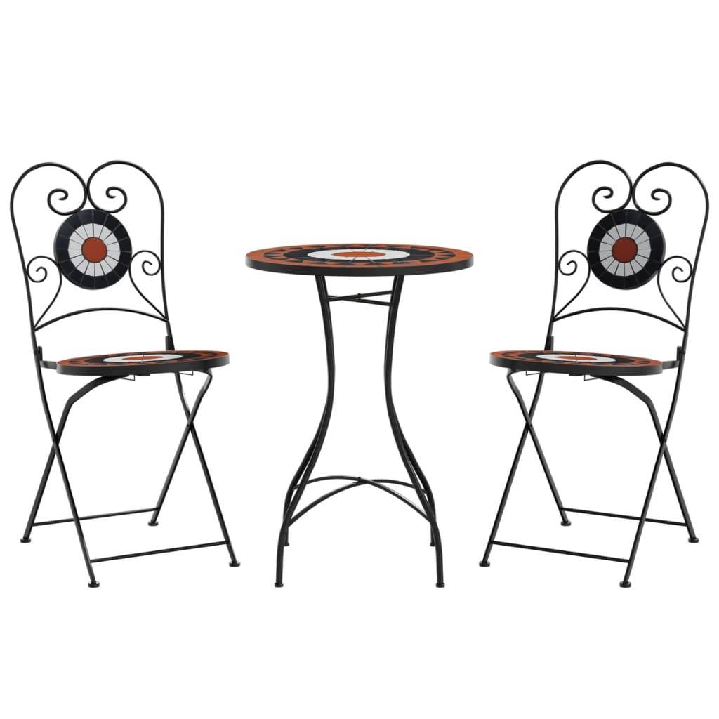 Ensemble de bistro | Mobilier d'extérieur mosaïque terre cuite blanc fer et céramique Maison Chic - Image 1