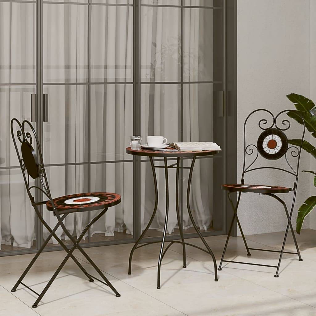 Ensemble de bistro | Mobilier d'extérieur mosaïque terre cuite blanc fer et céramique Maison Chic - Image 2